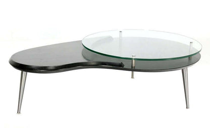 Mid-Century Modern Organic Kidney Shape Elevated Glass Top Coffee Table MINT!