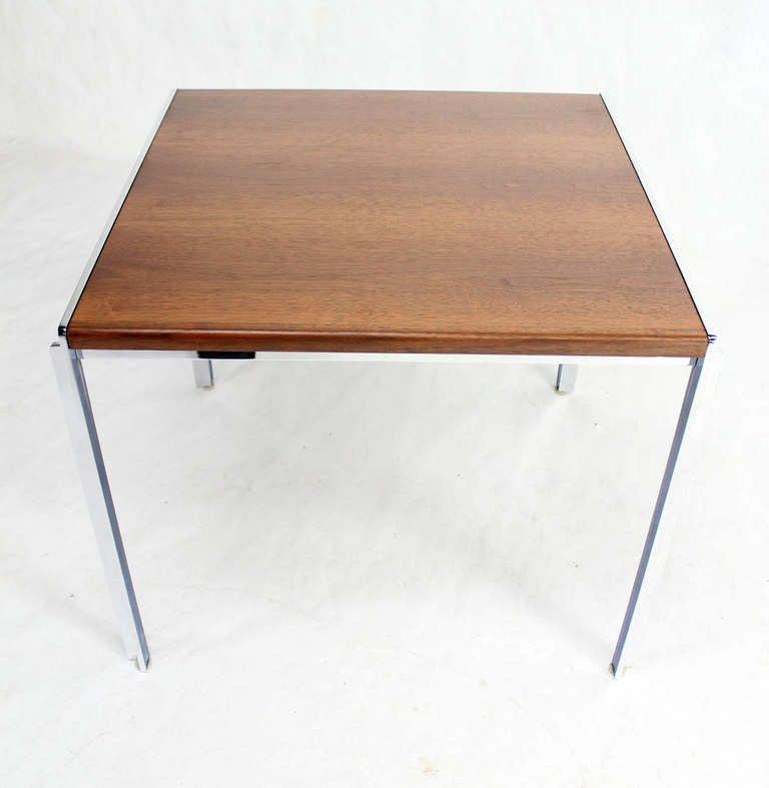 Mid-Century Modern Stow Davis Walnut and Chrome 24"H Side Coffee End Table MINT!