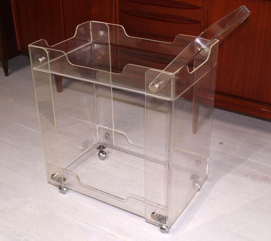 Bent Lucite Studio Crafted Mid-Century Modern Tea Bar Cart on Wheels MINT!