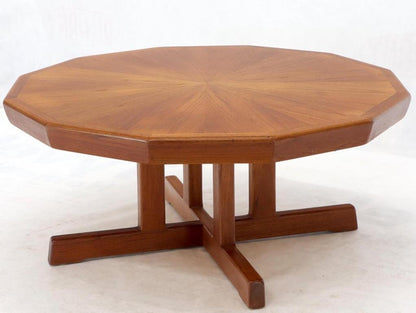 Danish Mid-Century Modern Hexagon Top Heavy Cross Base Coffee Table