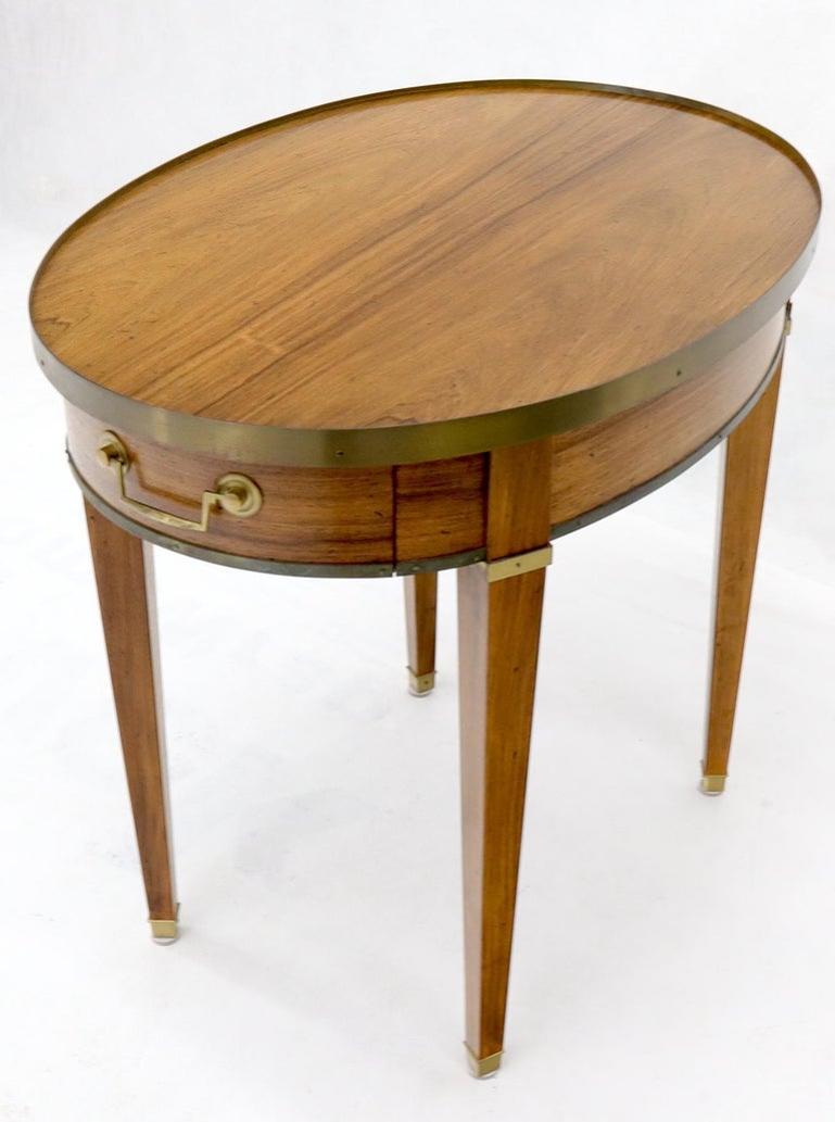 Oval Brass Gallery One-Drawer End Side Table in Bleached Rosewood by Baker