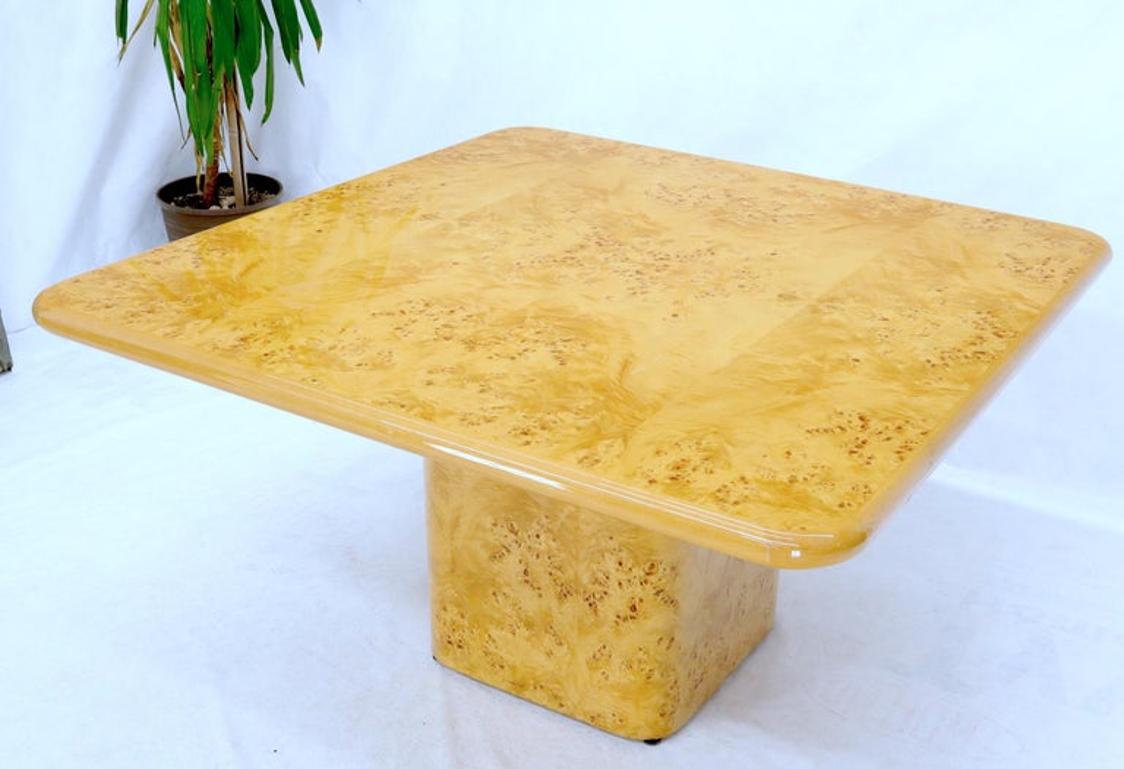 Square Dining Conference Table Wrapped in Burl Wood by Habitat