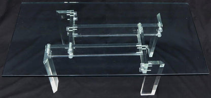 Rectangular Glass top Lucite Base Coffee Table