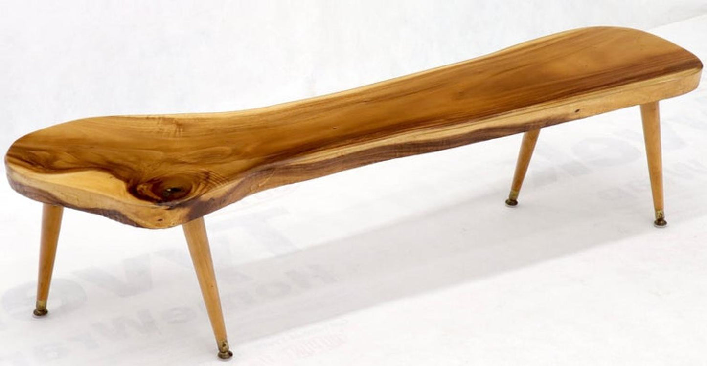 Live Edge Elongated Organic Shape Coffee Table Bench