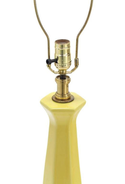 Hexagon Vase Shape Yellow Glaze Pottery Table Lamp