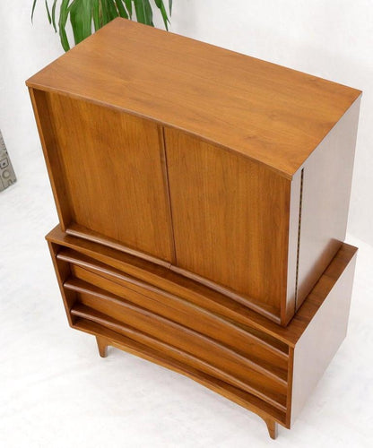 American Walnut Concave Front Gentleman's Chest Dresser Double Door Compartment