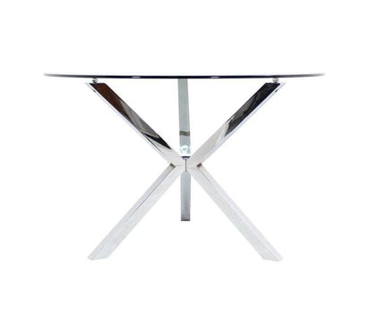 Thick Glass Top Jacks Shape Base Dining Center Game Table Gueridon