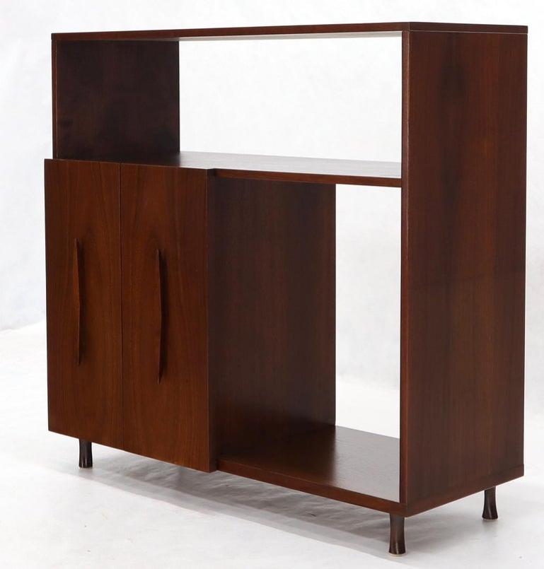 Walnut Mid-Century Modern Accordion Door Entry Hall Cabinet Console Credenza