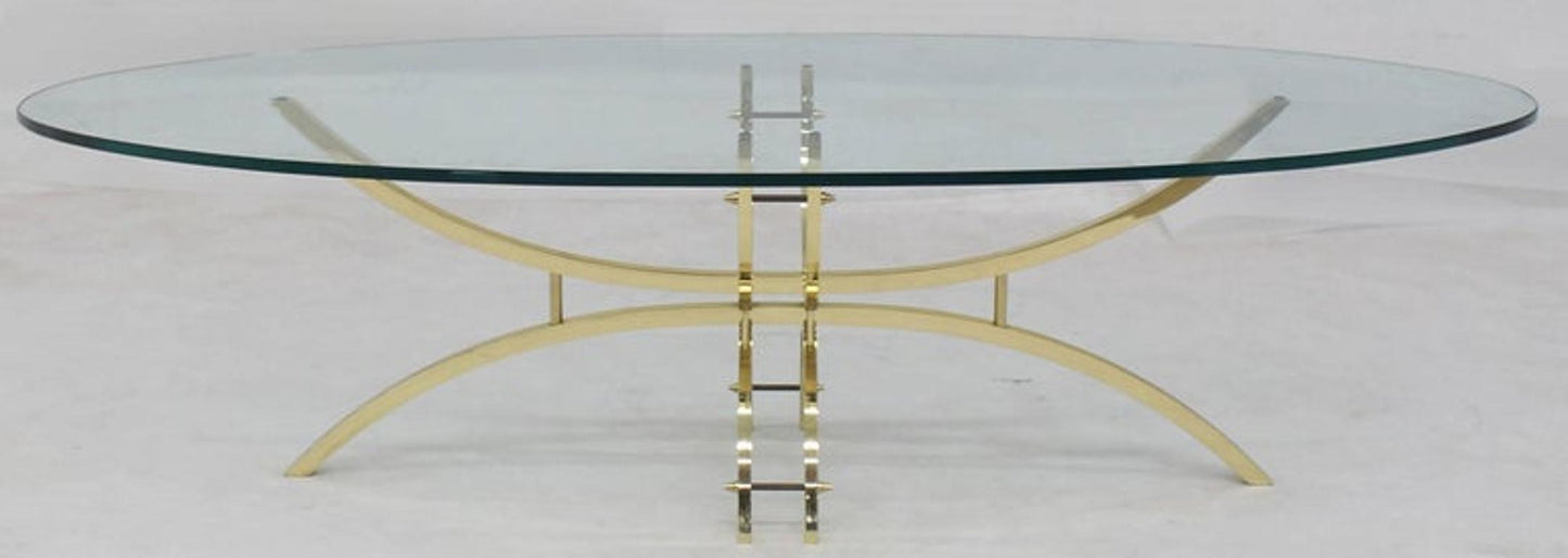 Oval Brass & Glass Coffee Table