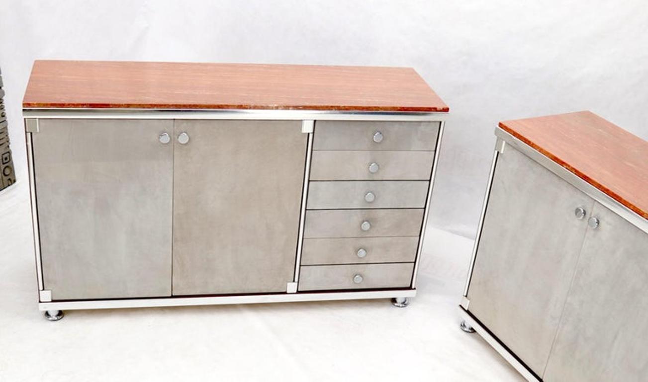 Pair of Rouge Marble Top Guido Faleschini Dressers Chests Cabinets Credenzas