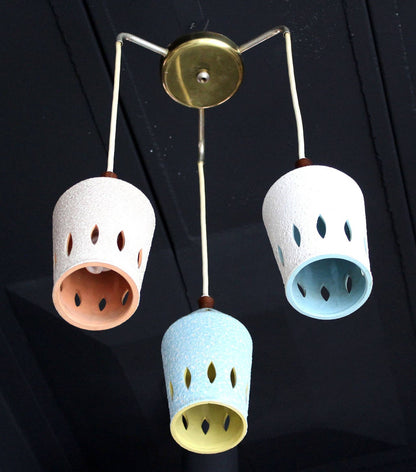 Triple Colored Pottery Ceramic Shades Pendant Light