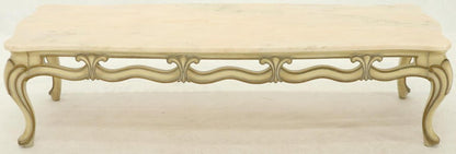 Marble to Pierced Carving Country French Provincial Coffee Table Cabriole Legs