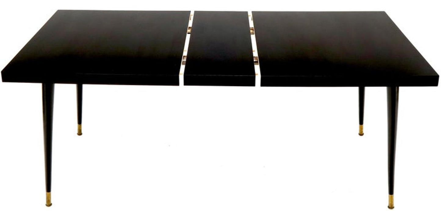 Black Laminate Tapered Dowel Legs Dining Table with Extension Board