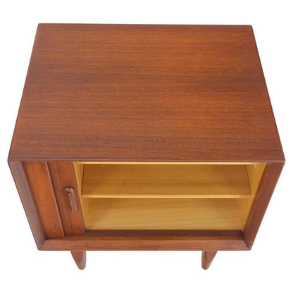 Danish Mid-Century Modern Teak Side End Table Night Stand Tambour Doors Falster