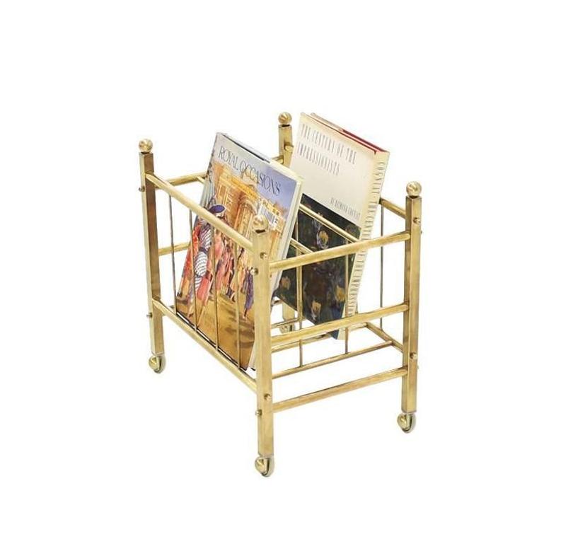 Mid-Century Modern Solid Brass Magazine Rack