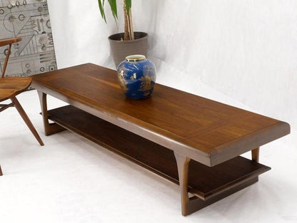 Mid-Century Modern Long Walnut Bench Coffee Table by Lane