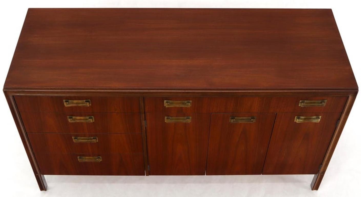 Mid-Century Modern Credenza Dresser Cabinet with Bifold Door and Five Drawers