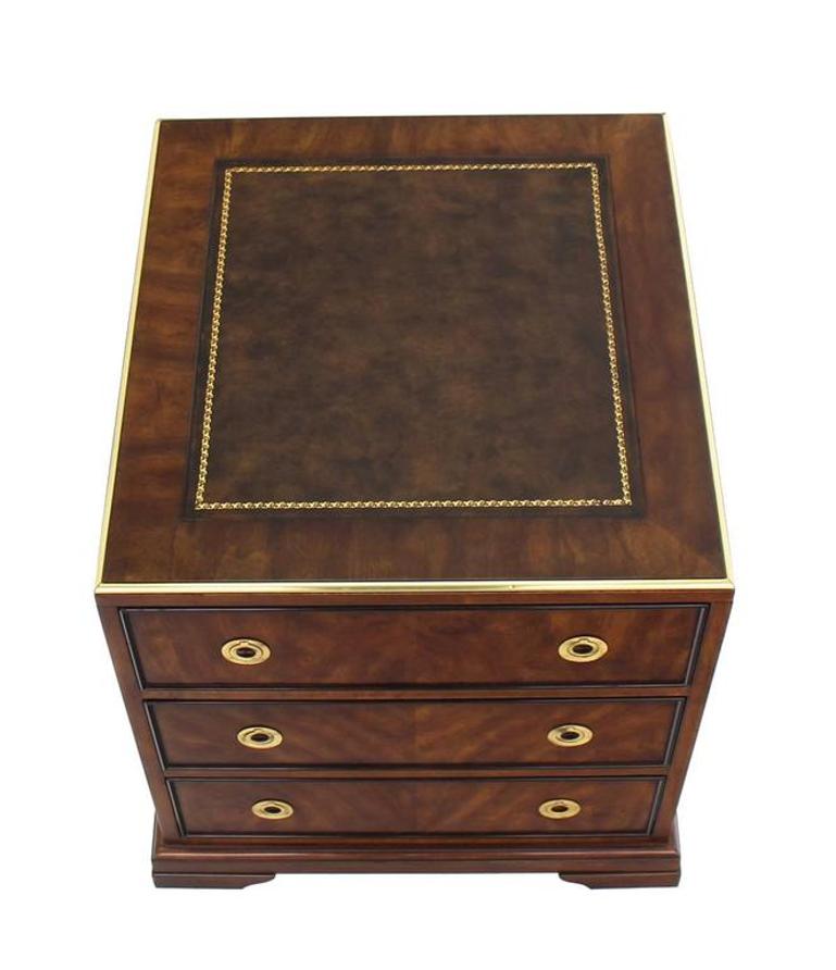 Three Drawer Campaign Style Three-Drawer Chest Occasional Cabinet Stand Table