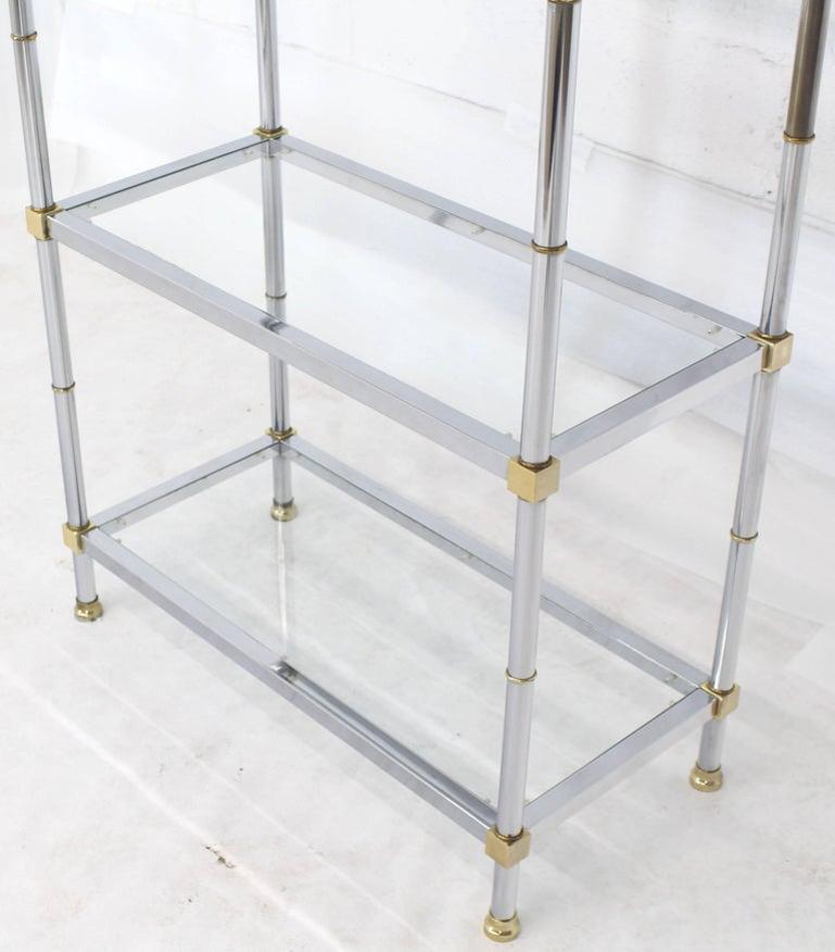 Brass Chrome Glass Tall Etagere