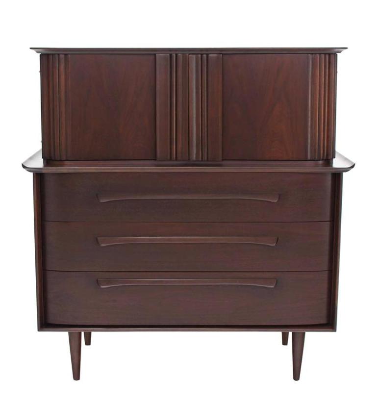 Mid Century Modern Walnut High Chest Dresser