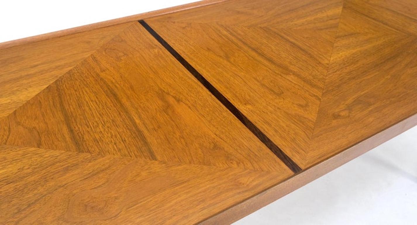 Danish Mid-Century Modern Walnut Long Rectangle Coffee Table W Rolled Edge Mint!