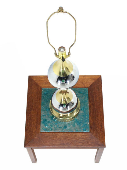 Chrome Globe and Brass Table Lamp