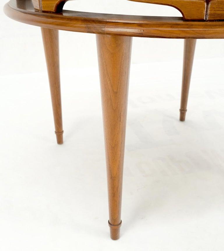 Pierced Caved Ornament Round Walnut Banded Mid-Century Modern Side End Table