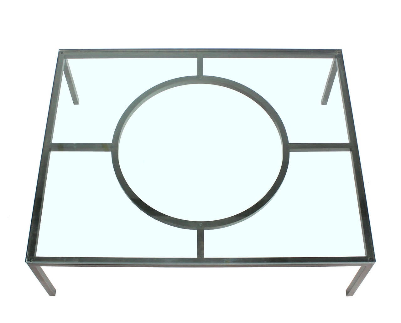 Extra Large Wide Rectangle Bronzed Frame Modern Coffee Table 3/4" Thick Glass