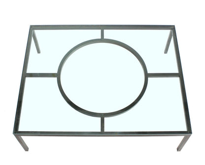 Extra Large Wide Rectangle Bronzed Frame Modern Coffee Table 3/4" Thick Glass