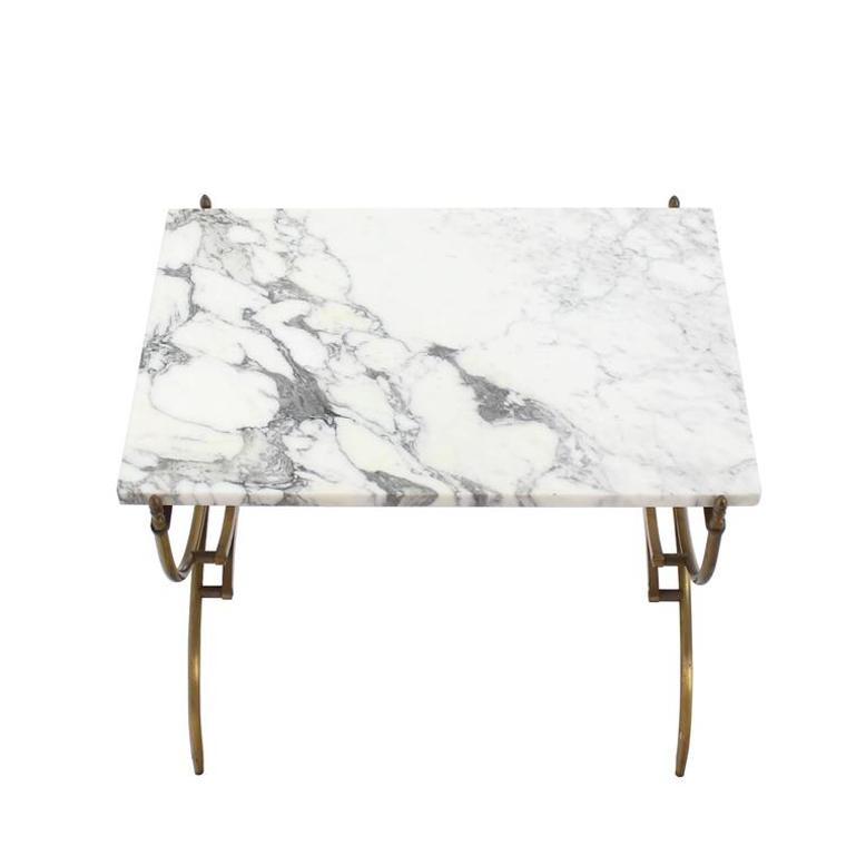 Solid Brass Marble Top Arch Shape Legs Side Table