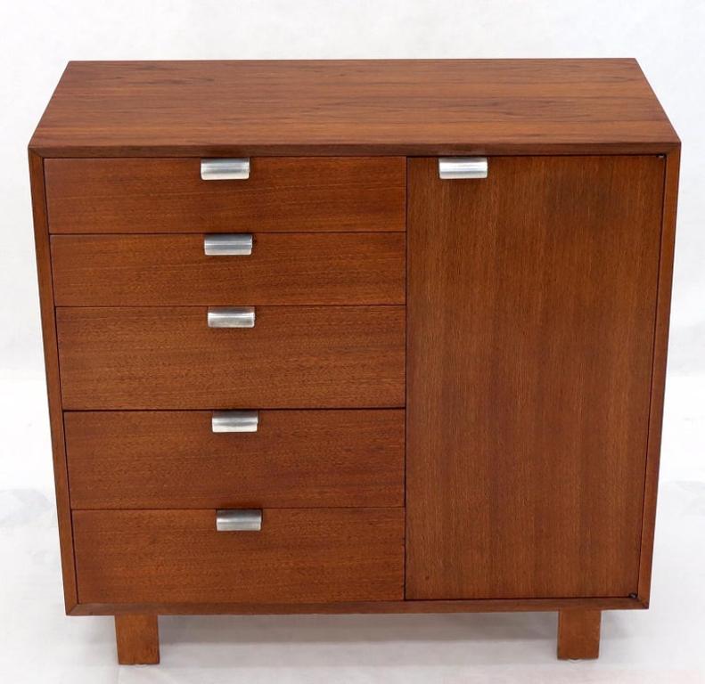 George Nelson Walnut One-Door 5 Drawers Gentleman's High Chest Dresser Cabinet