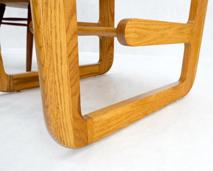 Pair of Mid-Century Solid Oak Smoked Glass Top End Side Tables W Shelves Mint!