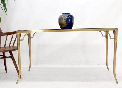 Heavy Granite Top Rectangular Brass Frame Horn Shape Legs Coffee Table