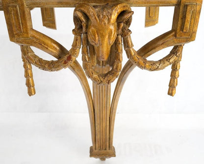 Hanging Fine Carved Antique Gold Gilt Base Marble Top Console Table Credenza