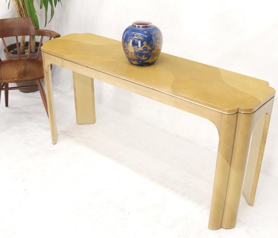 Faux Goat Skin Tan Console Sofa Table