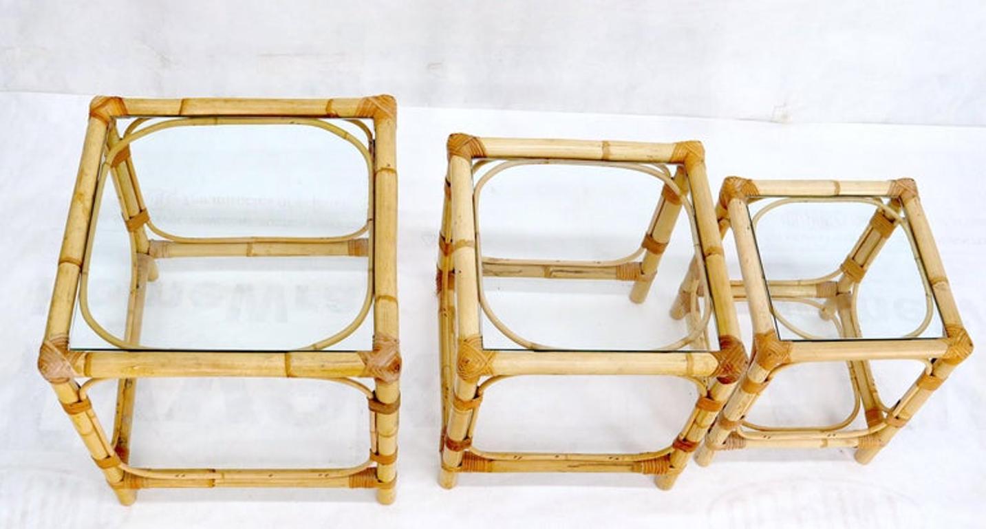 Set of 3 Nesting Bamboo Side End Tables