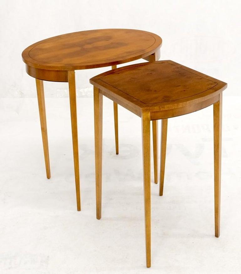 Set of Burl Wood Oval Nesting Tables by Baker