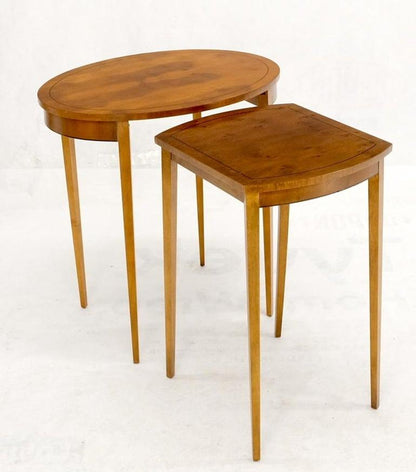 Set of Burl Wood Oval Nesting Tables by Baker