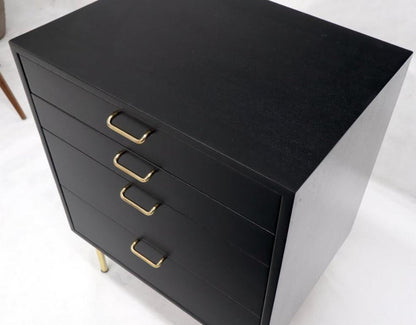 Harvey Probber Black Lacquer Mahogany Brass Hardware and Legs 4 Drawer Chest