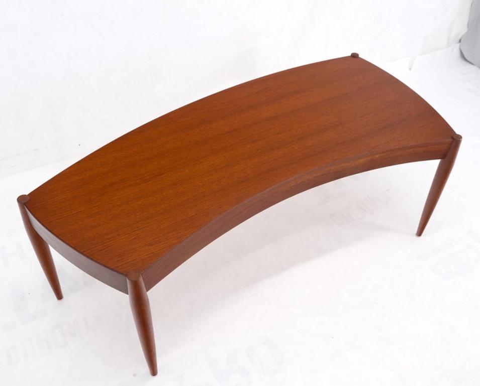 Teak Danish Modern Wrap Around Fan Shape Coffee Table Dowel Tapered Legs Mint!