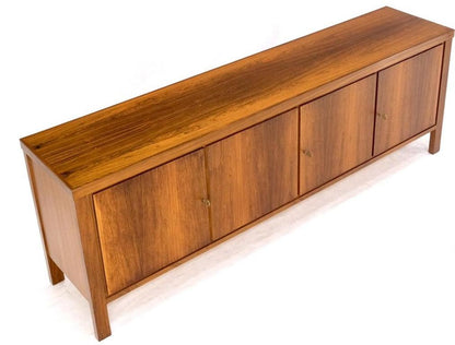 Long Rosewood Danish Mid-Century Modern 4 Doors Drawers Credenza Finished Back