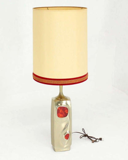 Mid-Century Modern Art Nouveau Revival Style Cast Metal Base Table Lamp MINT!