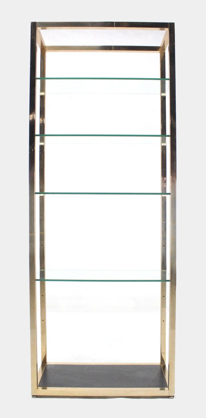 Mid Century Modern Glass & Metal Compact Tall Etagere Shelves