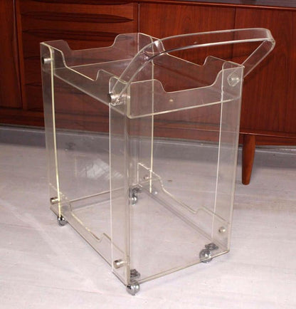 Bent Lucite Studio Crafted Mid-Century Modern Tea Bar Cart on Wheels MINT!