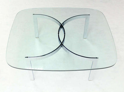 Mid Century Modern Curved Bent Chrome Base Glass Top Coffee Table Bauhaus Chanel