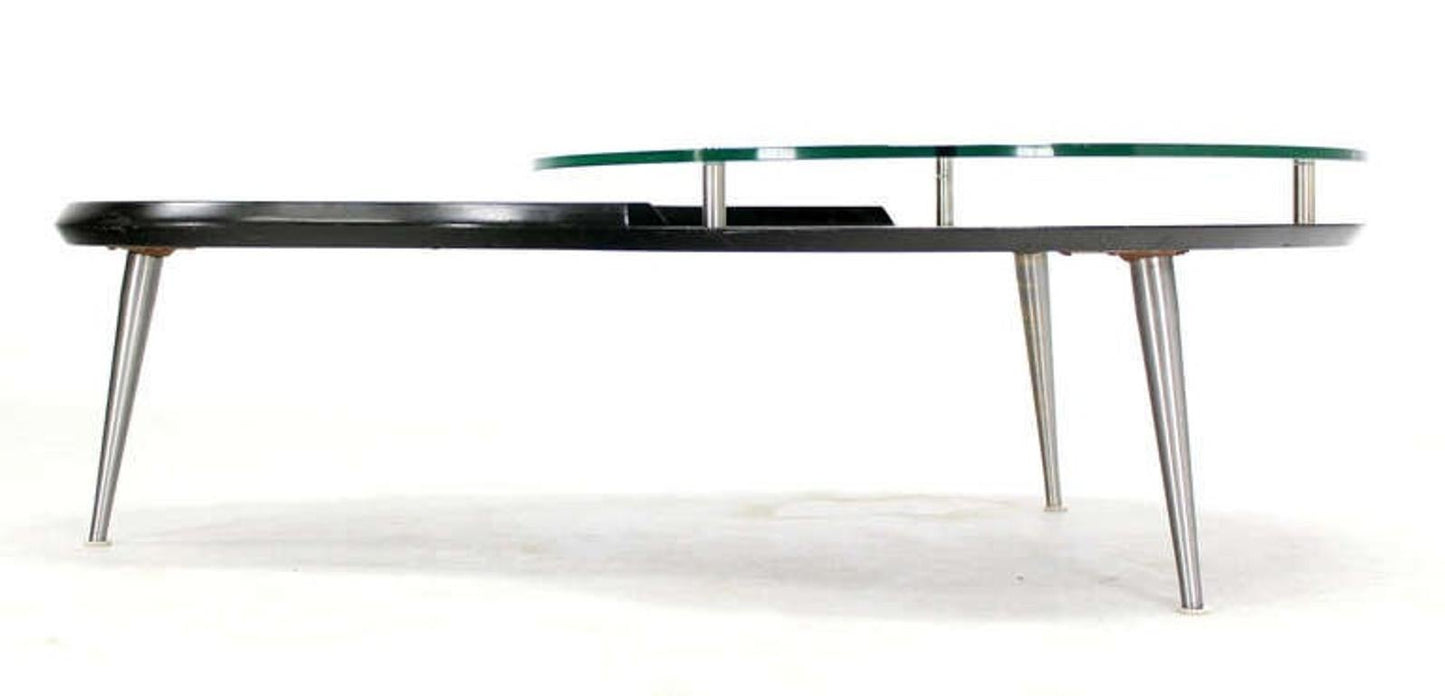 Mid-Century Modern Organic Kidney Shape Elevated Glass Top Coffee Table MINT!