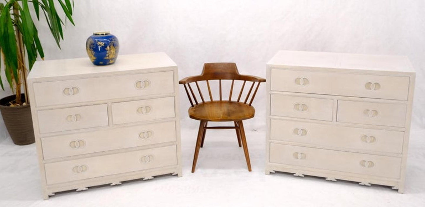 Pair of Bleached 5 Drawers Bachelor Chests by Baker