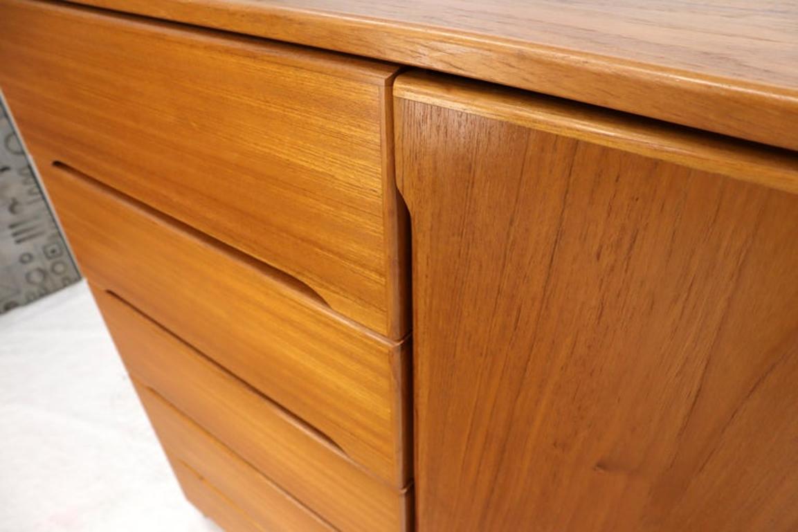 Danish Teak Mid-Century Modern Side by Side Chest of 5 Drawers Door Compartment