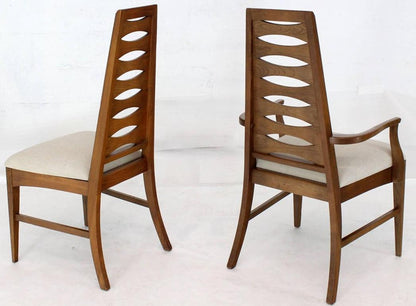 Set of Six Mid-Century Modern Tall Tapered Shape Back Dining Chairs