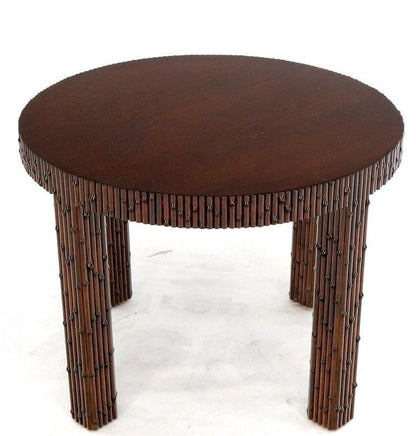 Mid-Century Modern Faux Bamboo Round Side Occasional Table